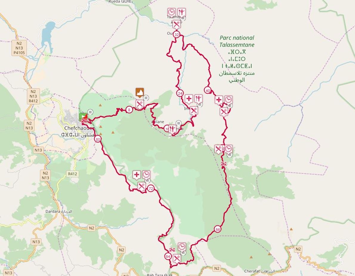 Ultra Trail Chaouen - Marocco Mappa del percorso